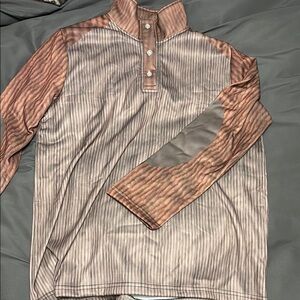Striped Brown and Tan Men's Lightweight Pullover